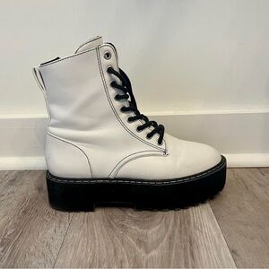 Doc marten look alike white platform boots, size 6